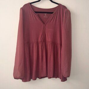 Torrid Super Soft Mauve Sheer Sleeve Blouse